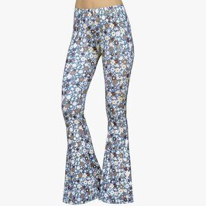 Daisy Del Sol Flare Legging Pants sz Medium High Rise Stretchy Boho Indigo Blue